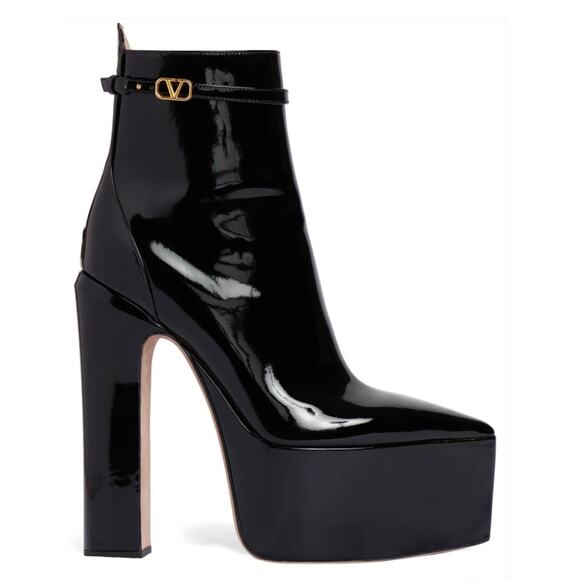 Valentino Garavani 165mm Tan Go Patent Leather Boots with V Logo - Picture 1 of 16